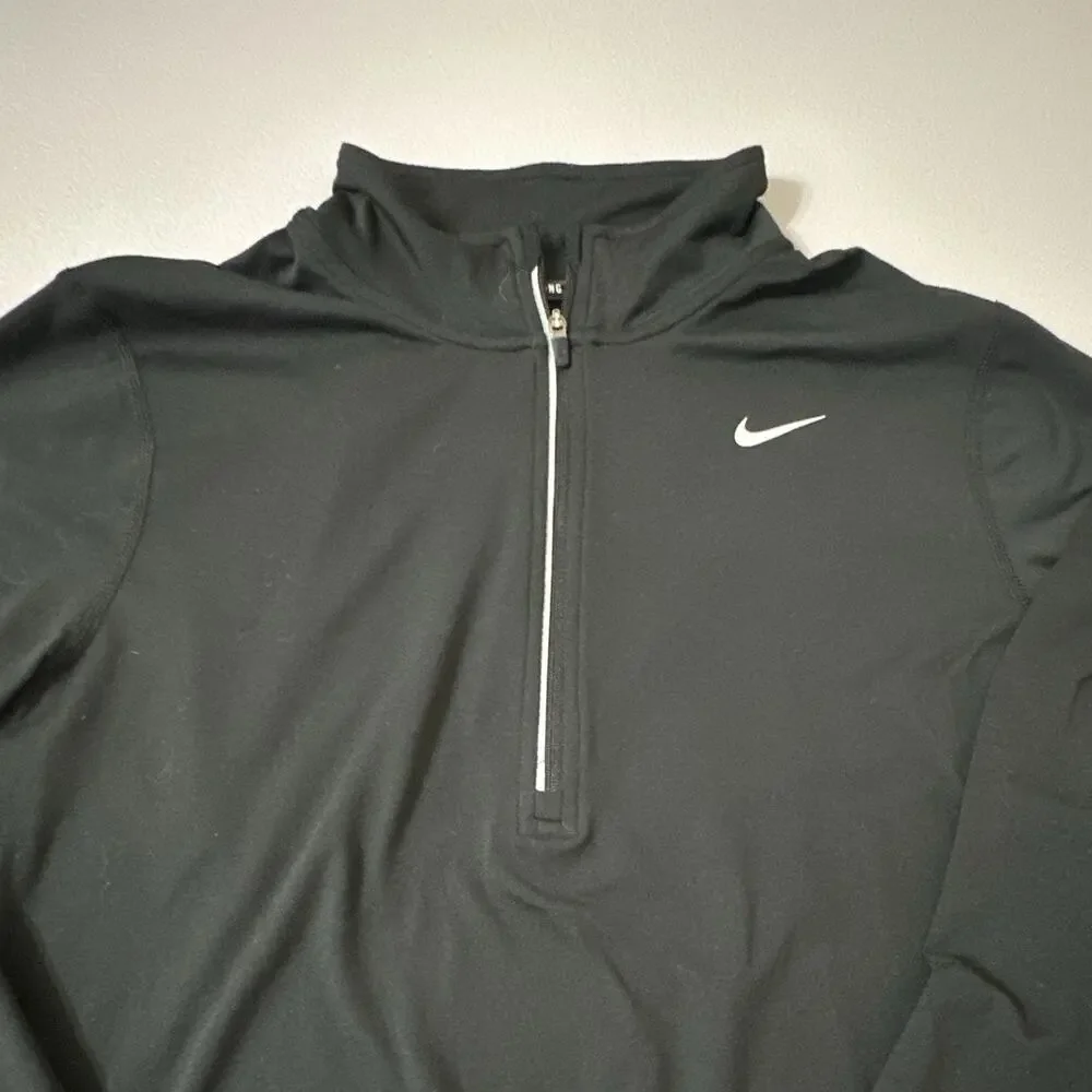 Nike Dri-FIT Womens Running 1/4 Zip Mock Neck Long Sleeve Black M Reflective